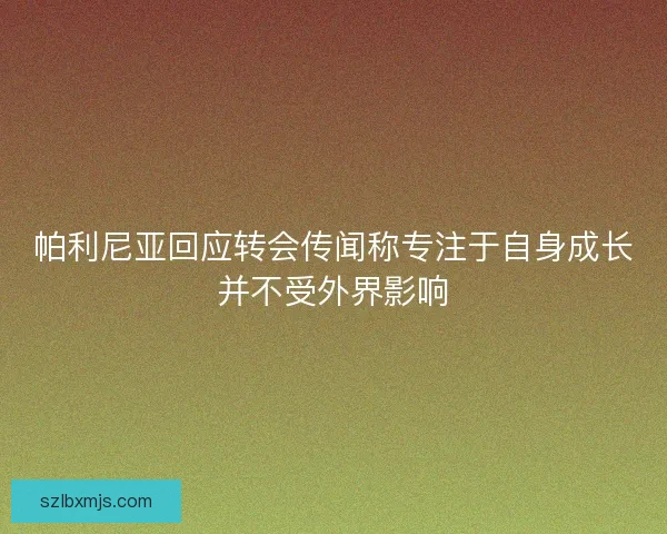 帕利尼亚回应转会传闻称专注于自身成长并不受外界影响