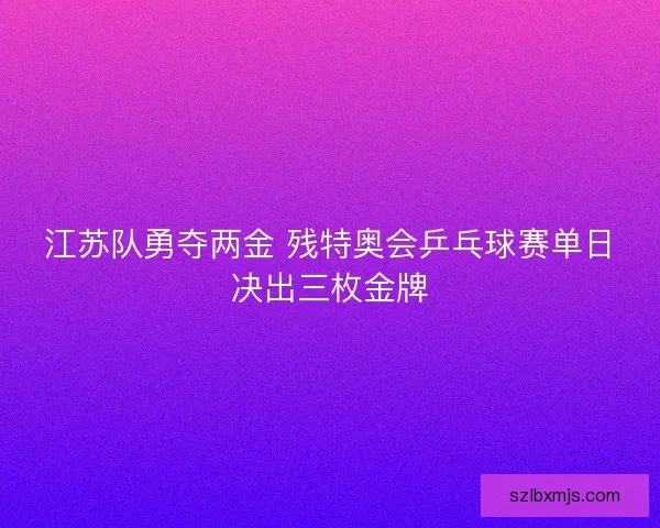 江苏队勇夺两金 残特奥会乒乓球赛单日决出三枚金牌